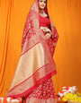 Moiety Red Kanjivaram Silk Saree With Hypnotic Blouse Piece