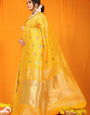 Nemesis Yellow Kanjivaram Silk Saree With Hypnotic Blouse Piece