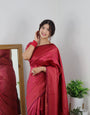 Gajari Colour With Copper Zari Combination Pure Soft Silk Saree Stylish Blouse Piece