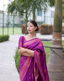 Magenta Colour With Copper Zari Combination Pure Soft Silk Saree Stylish Blouse Piece