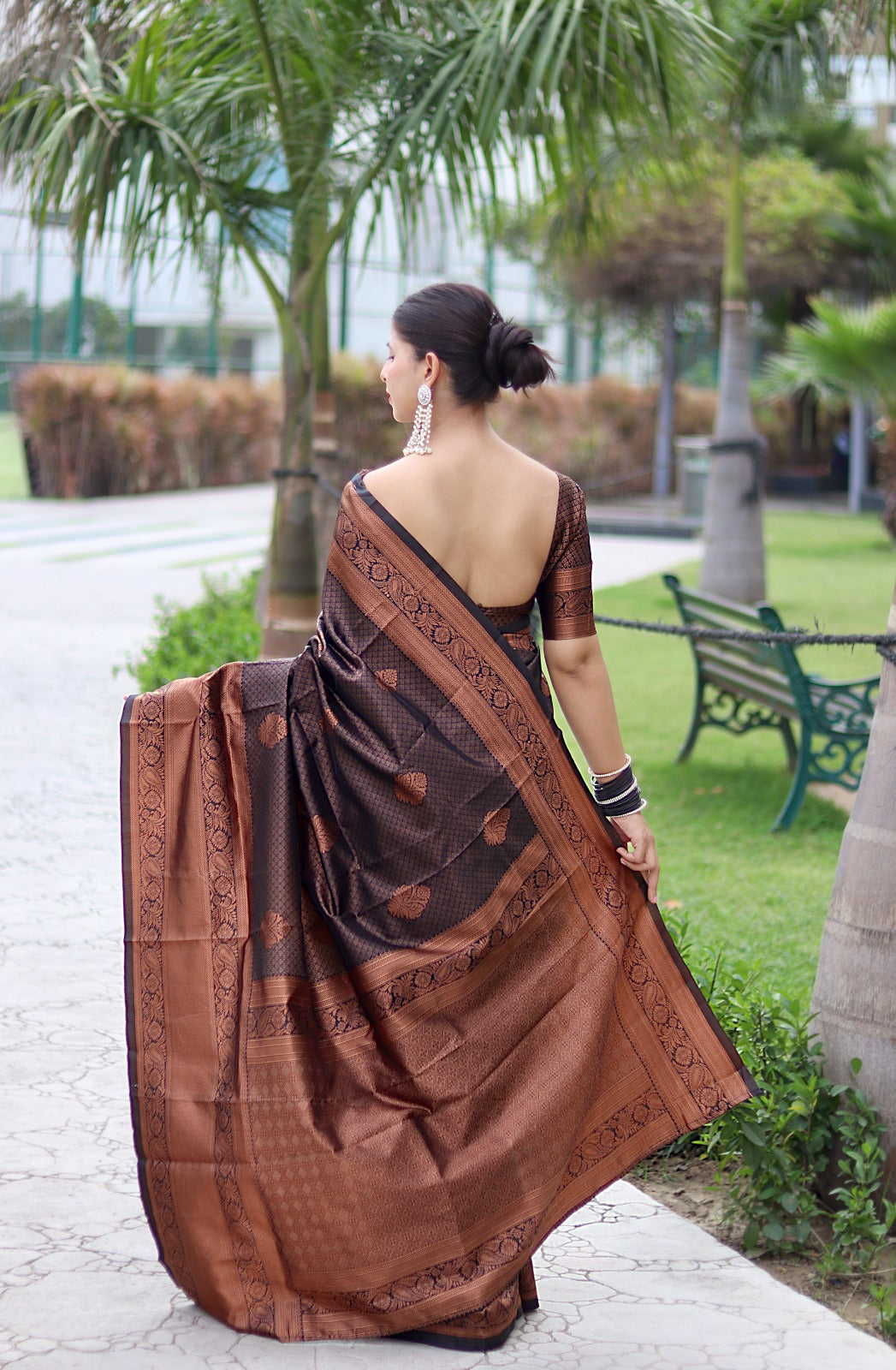 New Latest Designer Cotton Silk Partywear Black Colour Saree - Zakarto