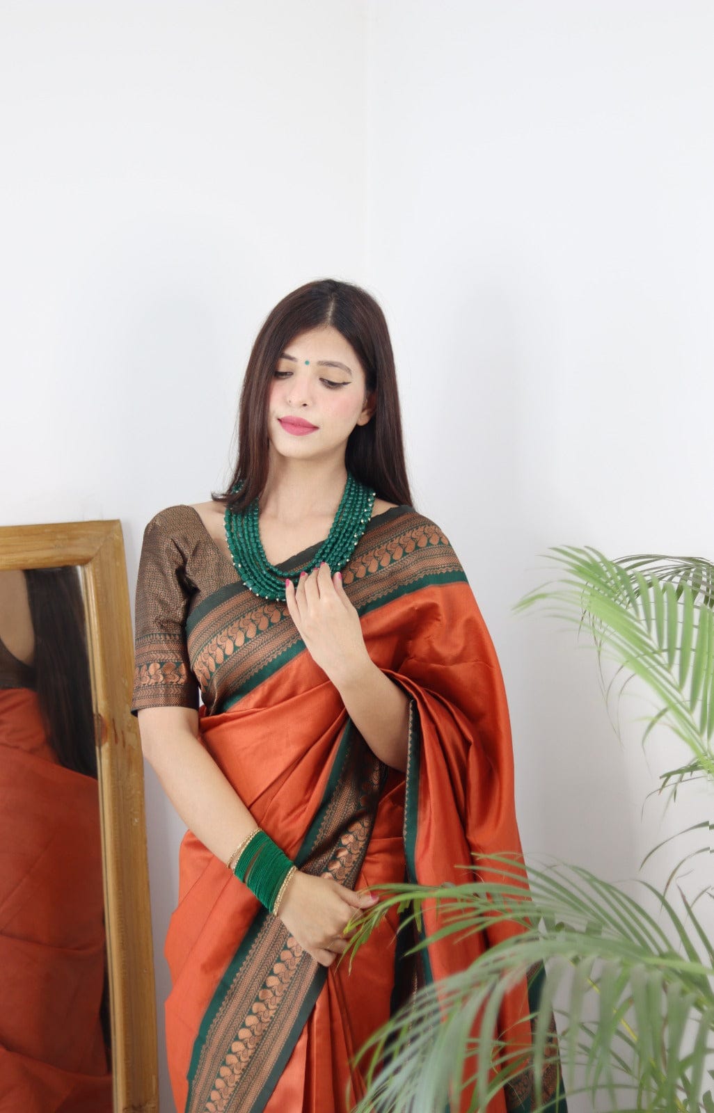 Plum Handloom Pure Katan Silk Banarasi Saree With Chaand Boota – WeaverStory