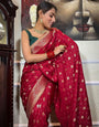 Red Colour Pure Soft Silk Saree Stylish Blouse Piece